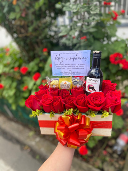 Caja de Rosas Rústica