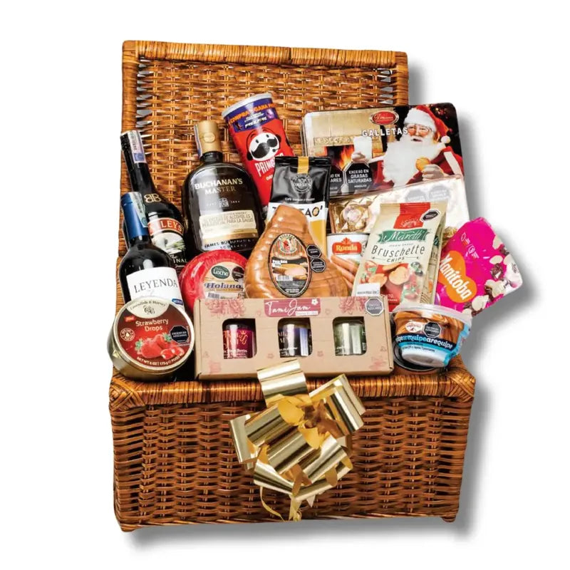 Baúl navideño premium con licores y productos gourmet